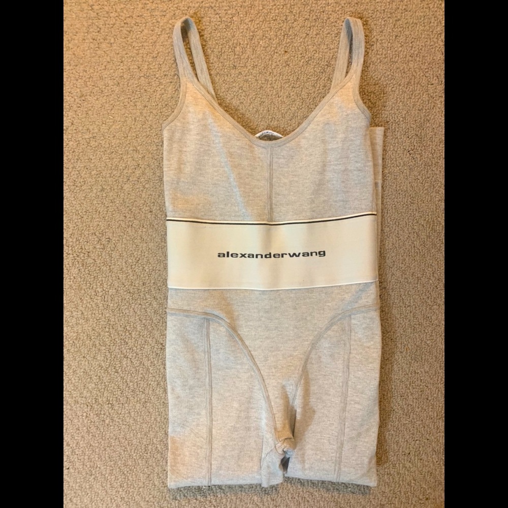 Alexander Wang Logo Elastic Jumpsuit In Ribbed Jersey S
